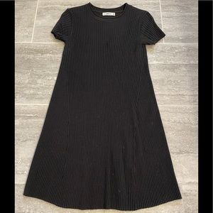 Zara Black Short-Sleeve Ribbed Sweater Dress, Size Small